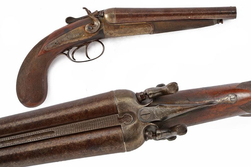 Pistola a retrocarica a due canne 