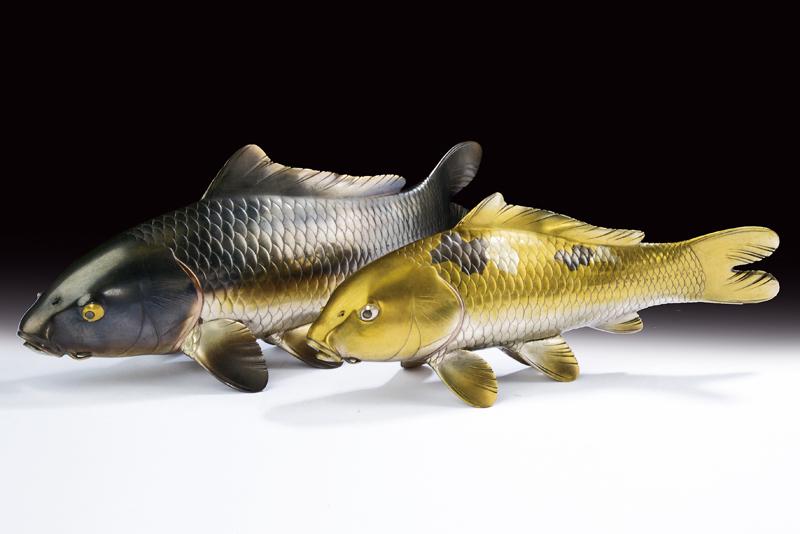 Bella coppia di carpe in bronzo "meotogoi"
