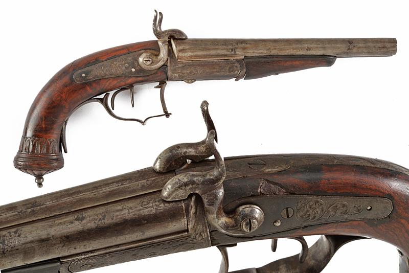 Pistola retrocarica a spillo a due canne