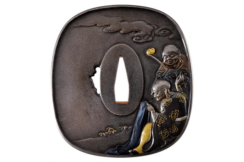 Bellissima tsuba firmata Riuso Hogen (Kyotoshi)