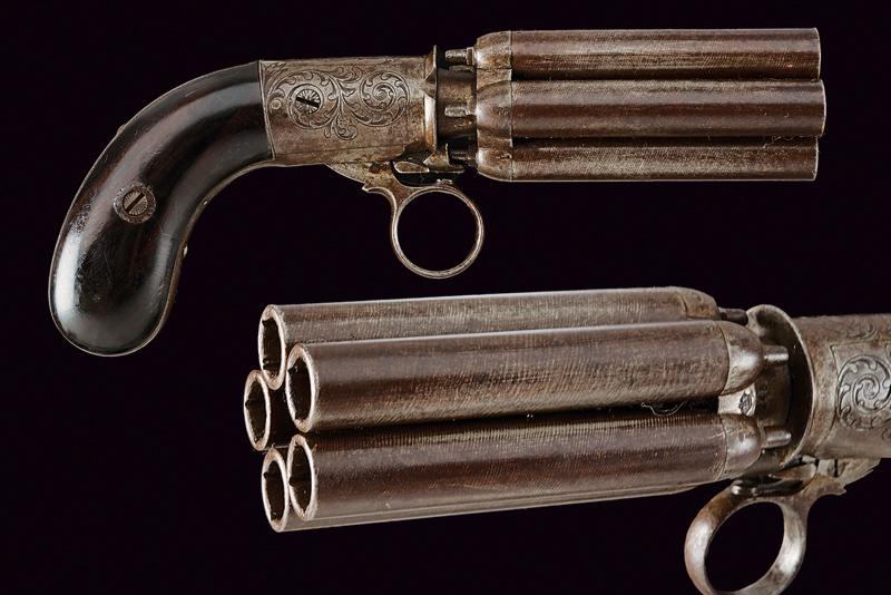 Raro pepperbox revolver a luminello