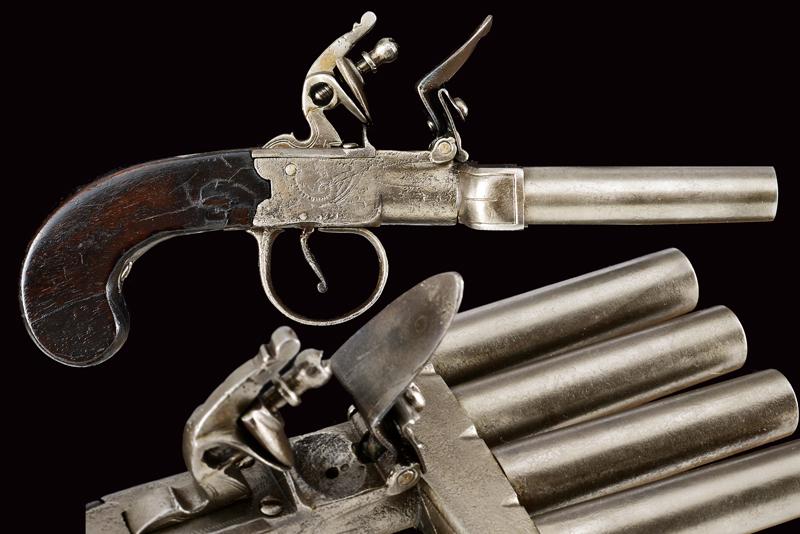 Rara pistola "duck's foot" a pietra focaia