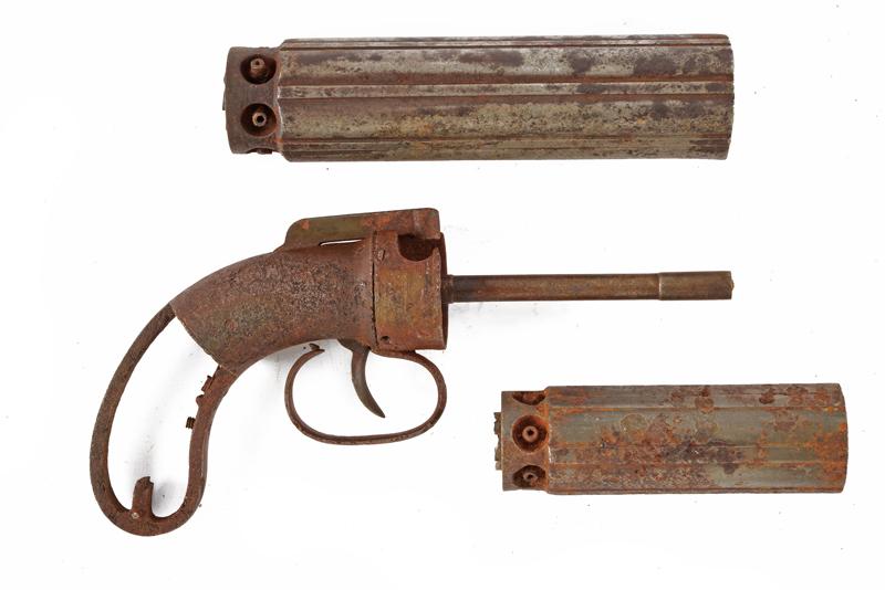 Parti di un revolver pepperbox a luminello 