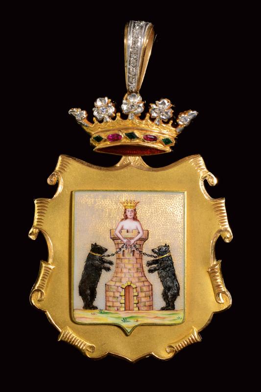 Decorazione in oro e con diamanti