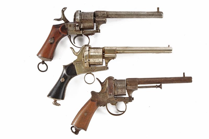 Lotto di tre revolver a spillo