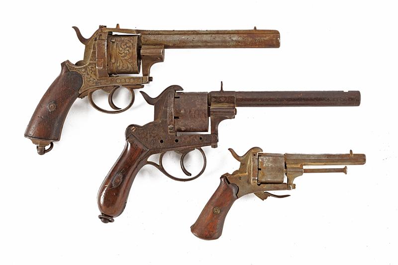 Lotto di tre revolver a spillo