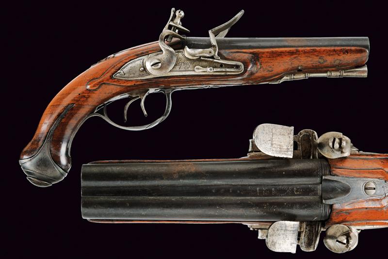 Pistola a pietra focaia a due canne di Lepage