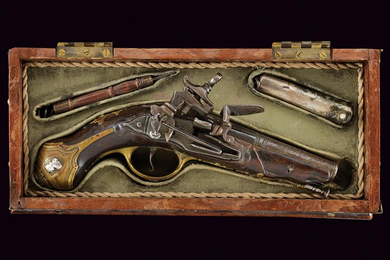 Fine pistola da viaggio alla micheletta a pietra focaia