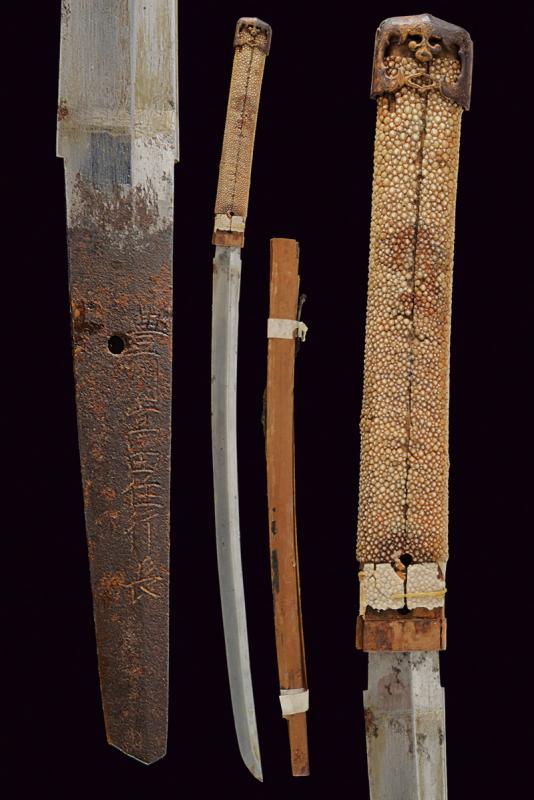 Lama da wakizashi con resti di koshirae