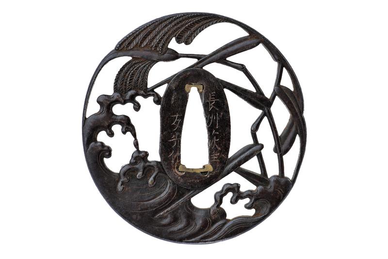 Tsuba firmata Choshu ju Tomo Mitsu Saku