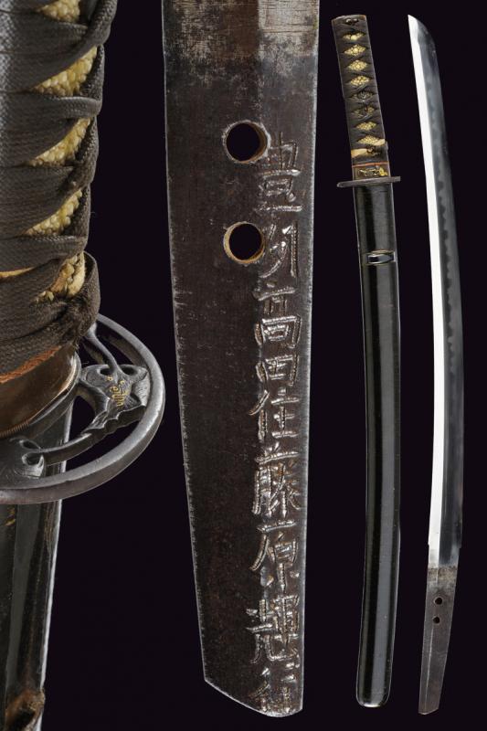 Wakizashi con firma Hoshu Takada Fujiwara no ju Teru Yuki