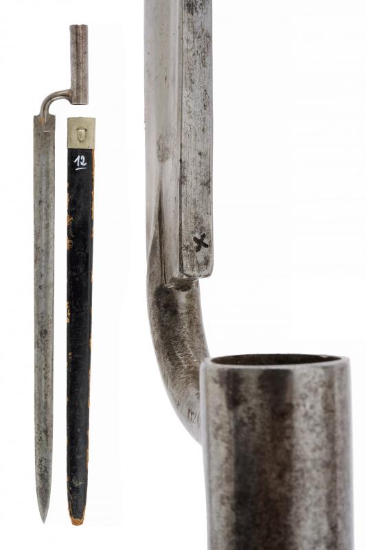 Baionetta a manicotto Mod. 1842 con fodero, per fucile Kammerbuchse