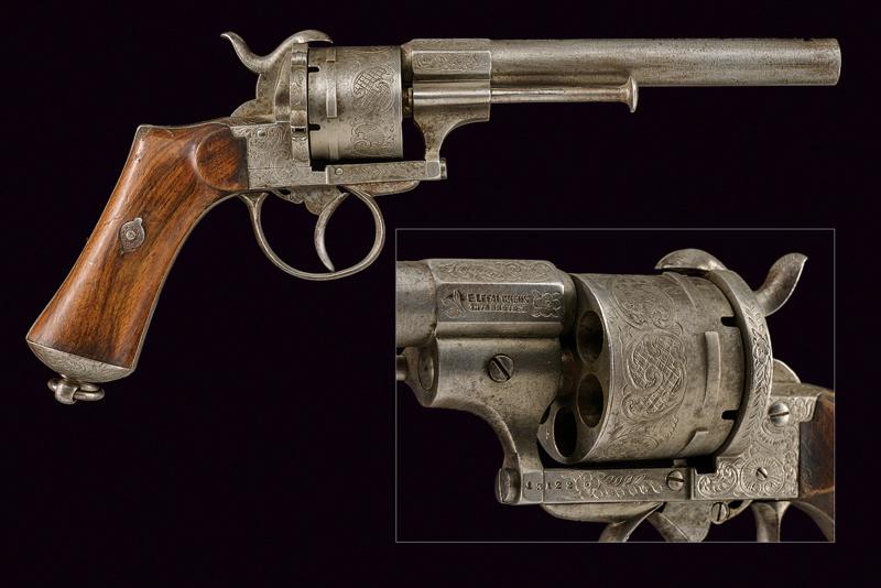 Raro e bello revolver Lefaucheux a spillo di Lepage