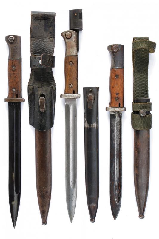 Lotto di tre baionette Mauser mod. 1884/98 secondo tipo