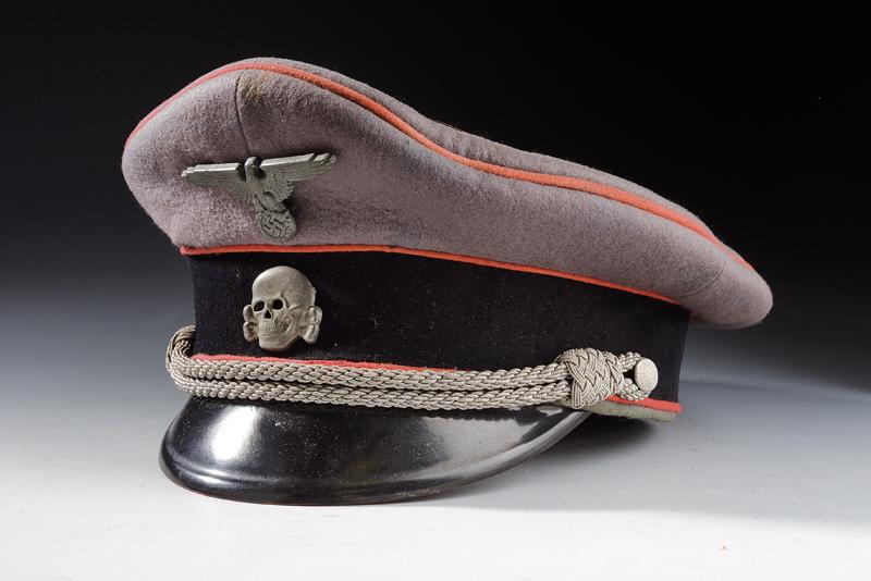 Raro berretto da ufficiale delle Waffen-SS riparto carri armati