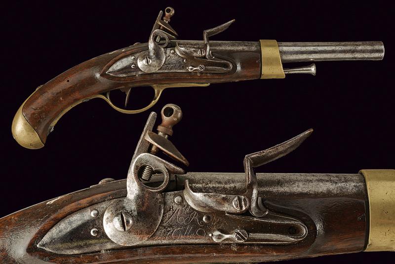 Rara pistola a pietra focaia da marina Mod. 1786, primo tipo