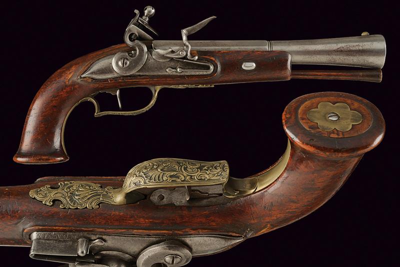 Pistola a tromboncino a pietra focaia firmata Ponsin