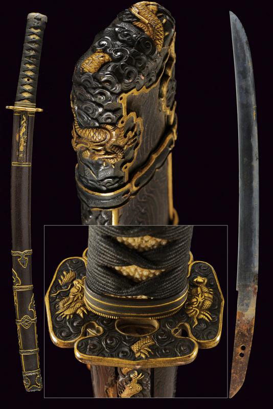 Wakizashi con bellissimo koshirae handachi