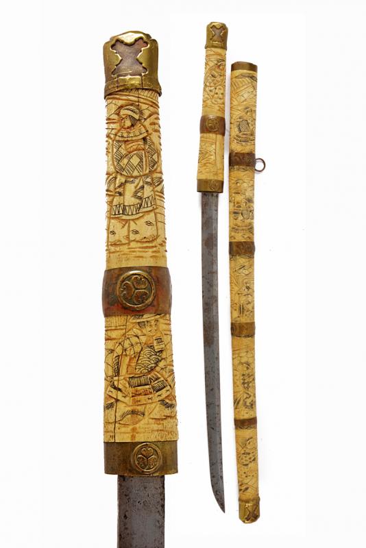 Wakizashi montato in osso