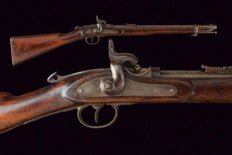 Rara carabina a luminello Whitworth con sistema a retrocarica Westley Richards "Monkey Tail"