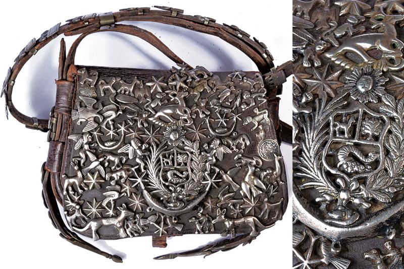 Borsa da caccia con fornimenti in argento