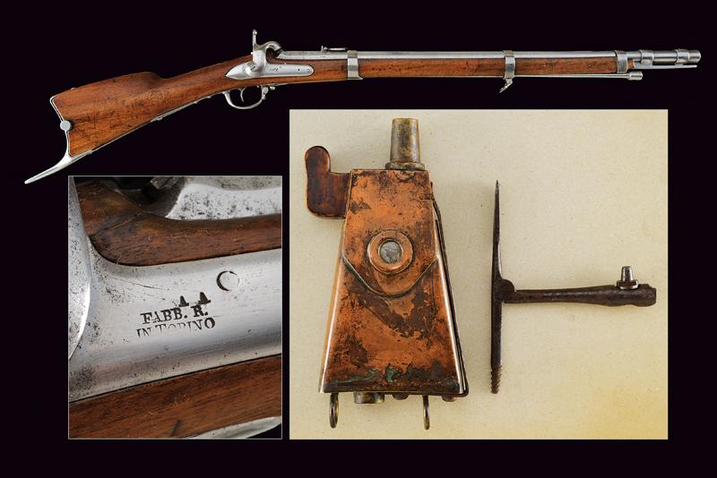 Rarissima carabina da Bersaglieri Mod. 1848 lunga, con fiaschetta