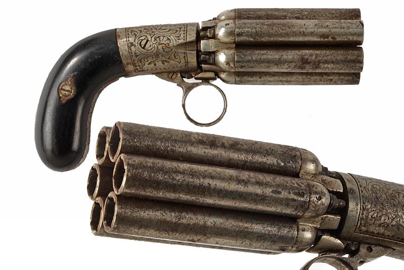 Pepperbox revolver a luminello di Mariette