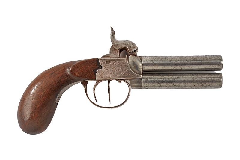 Pistola con due canne sovrapposte a luminello