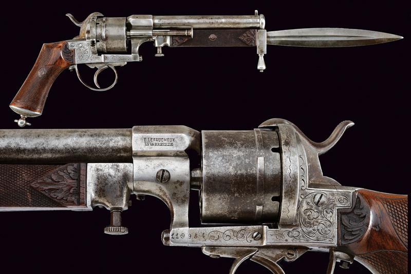 Raro revolver Lefaucheux a spillo con baionetta