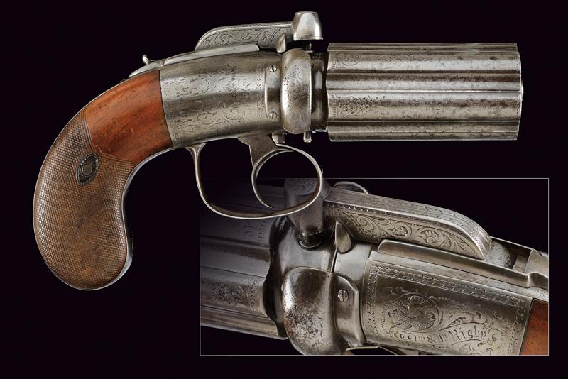 Bel pepperbox revolver a luminello di Rigby