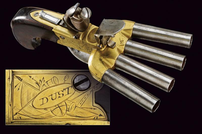 Rarissima pistola "duck's foot" a pietra focaia di Dust