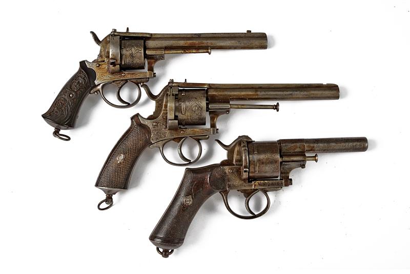Lotto di tre revolver a spillo