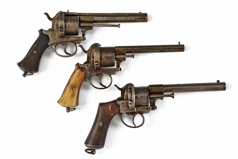 Lotto di tre revolver a spillo