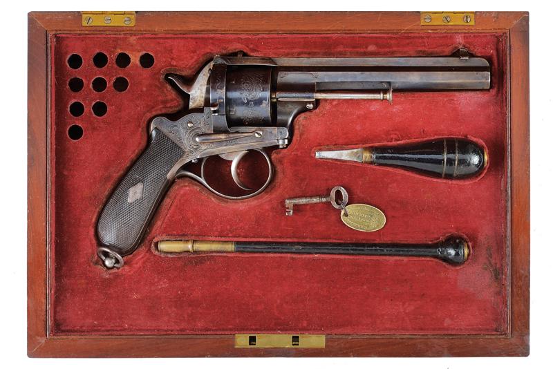 Bel revolver Lefaucheux a spillo in cassetta