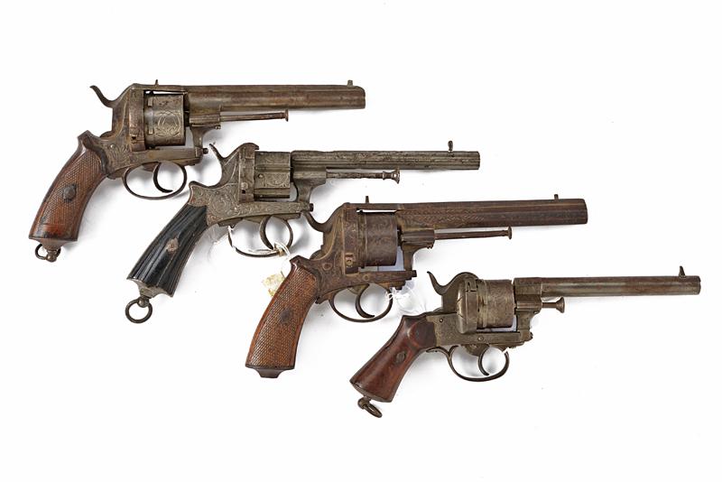 Lotto di quattro revolver a spillo