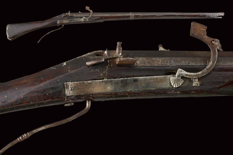 Interessante moschetto a miccia da forcella di tipo militare