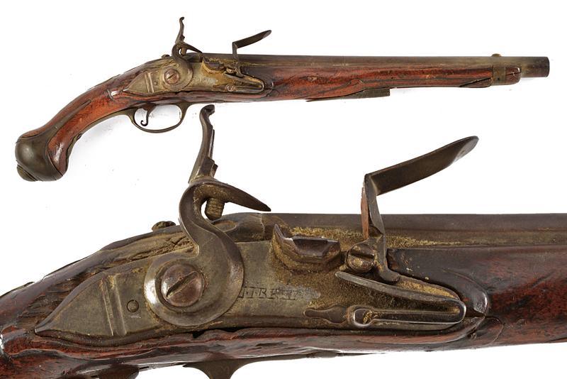 Pistola a pietra focaia militare firmata J.J. Behr