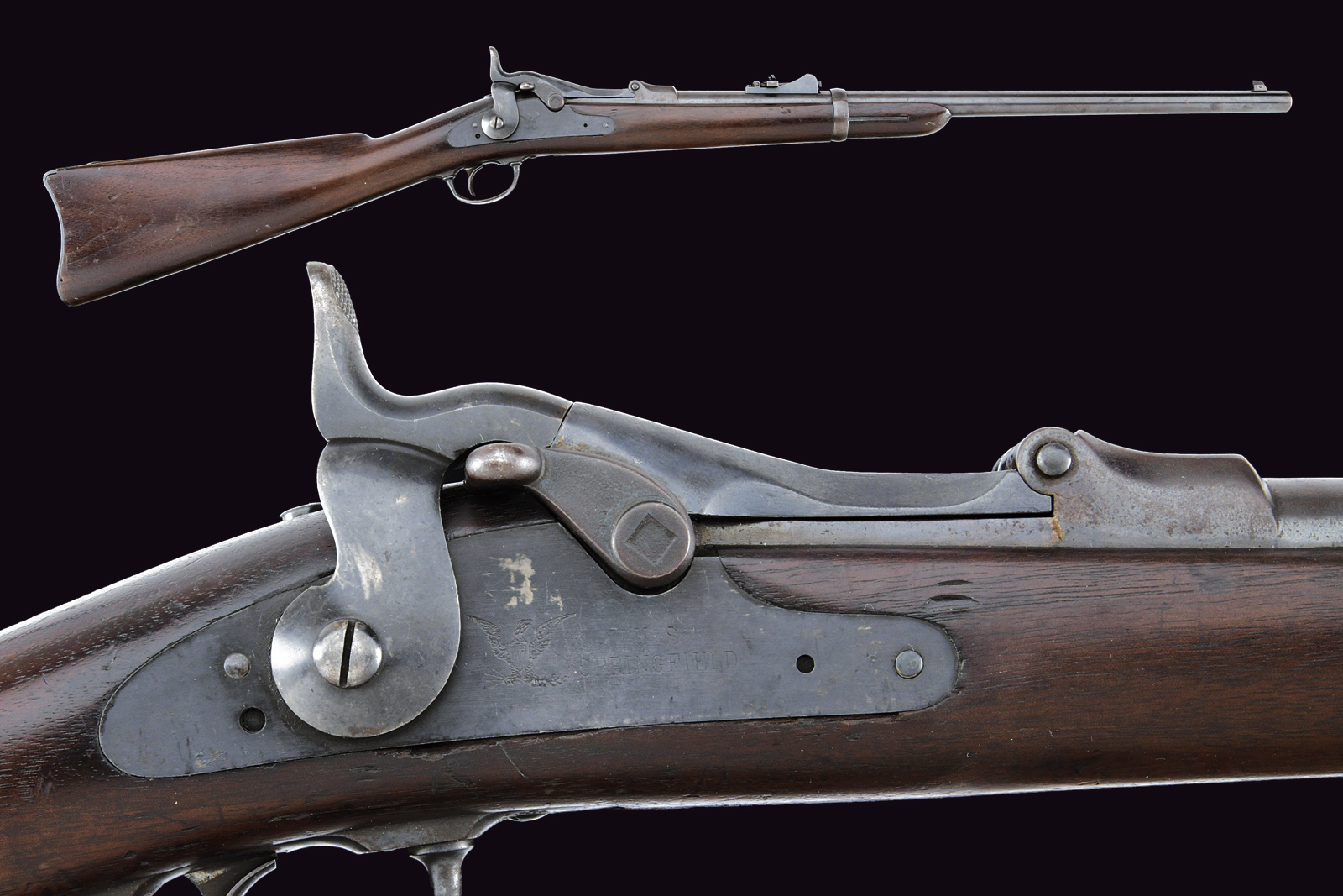 Raro e interessante Model 1873 Trapdoor Carbine "Custer Range"