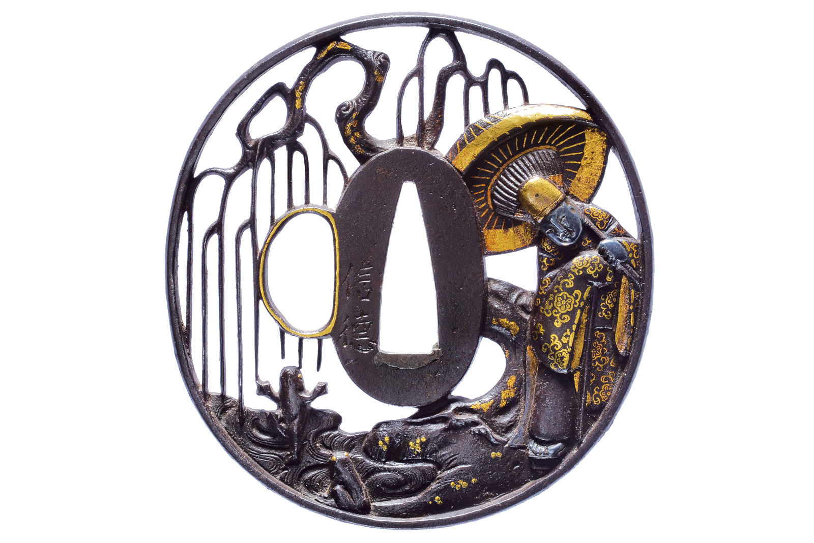 Bella tsuba della scuola Shoami firmata Nobutoku