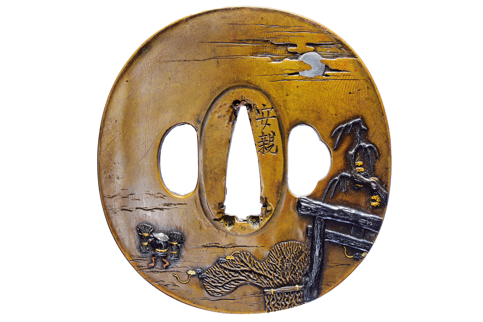 Bella tsuba firmata Yasuchika