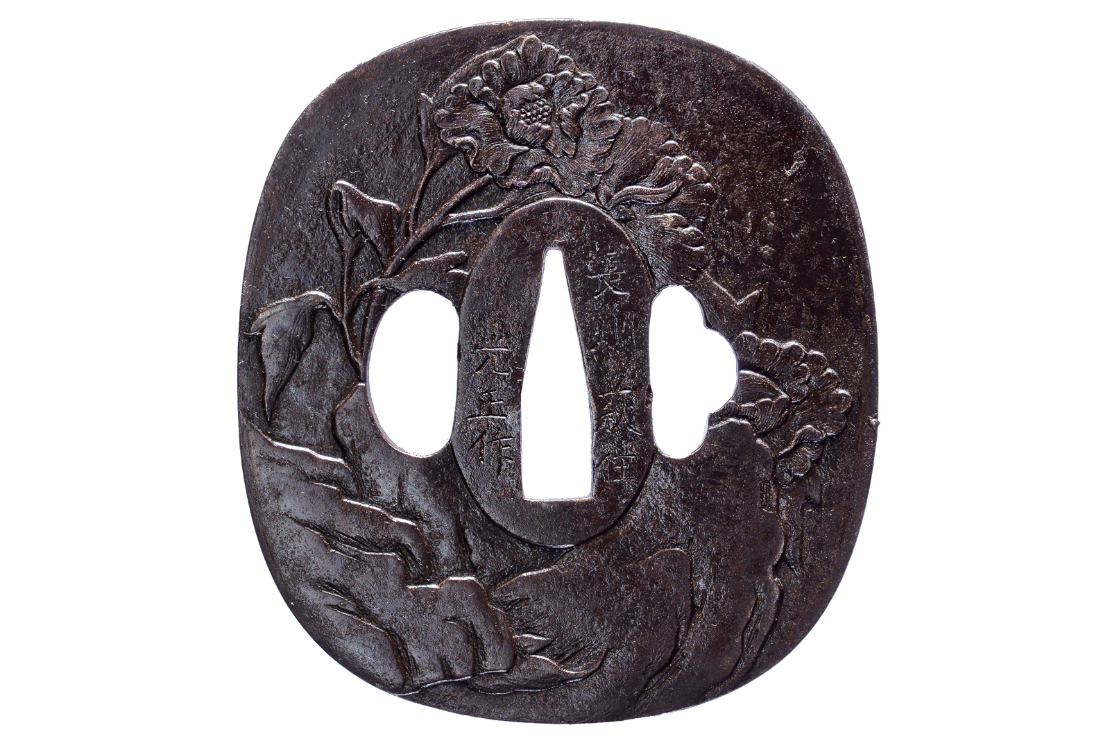 Tsuba firmata Chōshū Hagi jū Mitsumasa saku