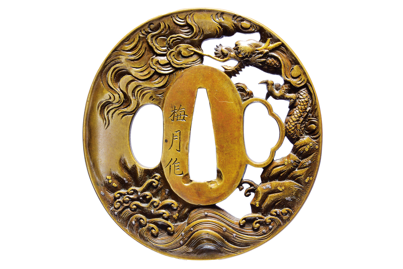 Tsuba firmata Baigetsu saku