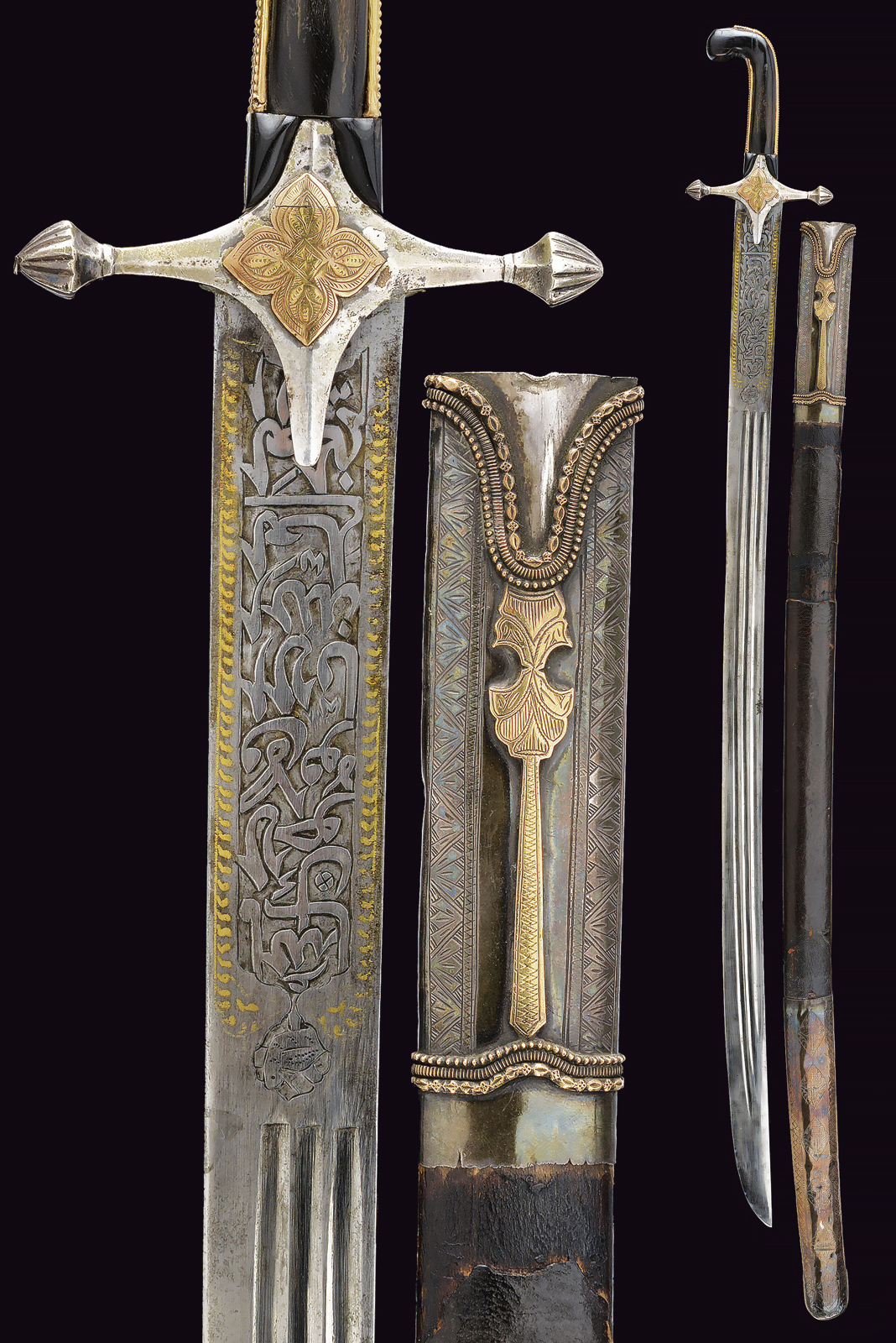 Bellissimo shamshir con fornimenti in argento ed oro