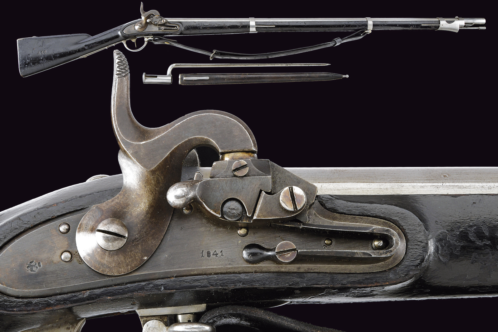 Rarissimo Infanteriegewehr M. 1842 sistema Augustin con baionetta, preserie del 1841 