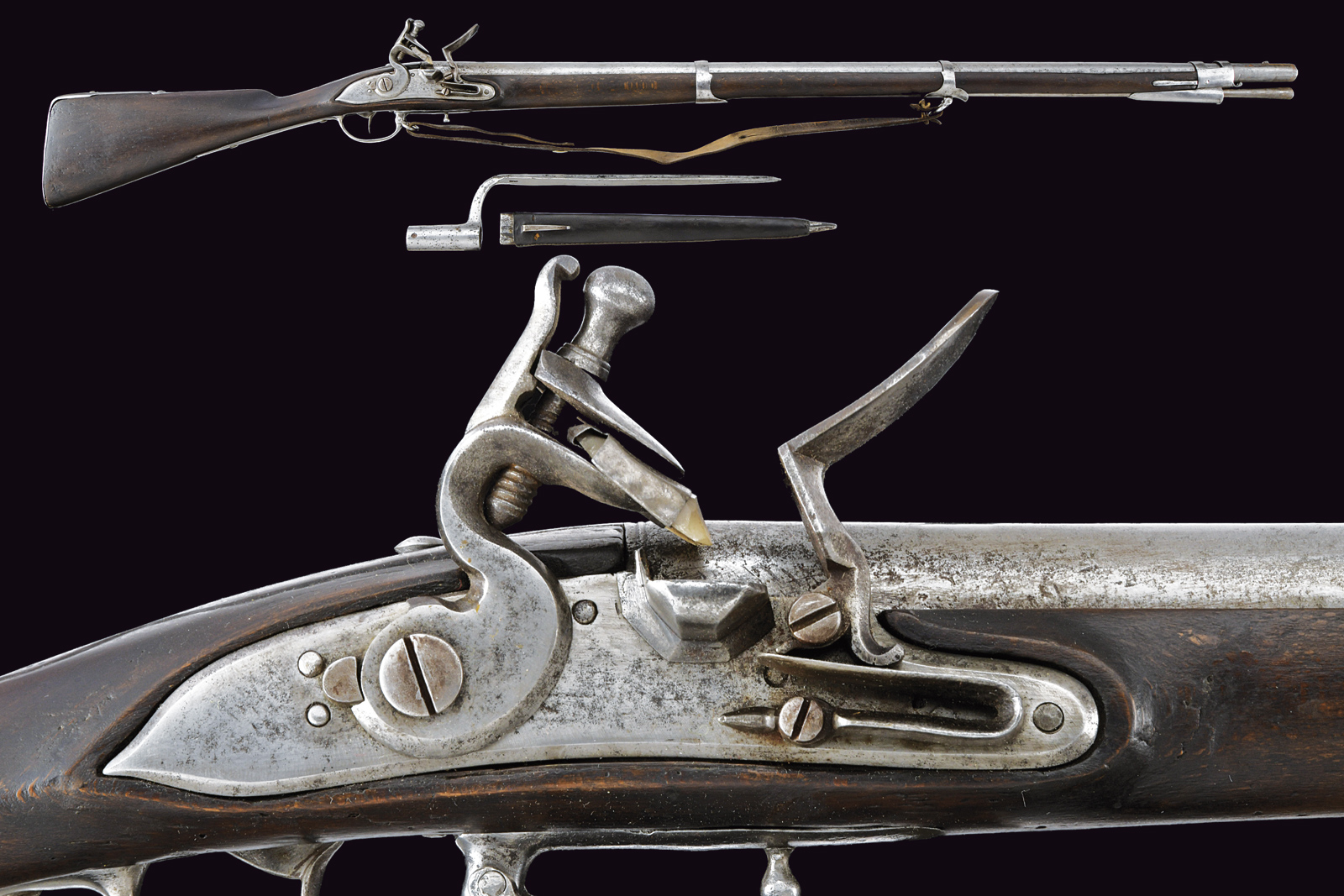 Fucile a pietra focaia mod. 1768 per Truppe Fluviali con baionetta