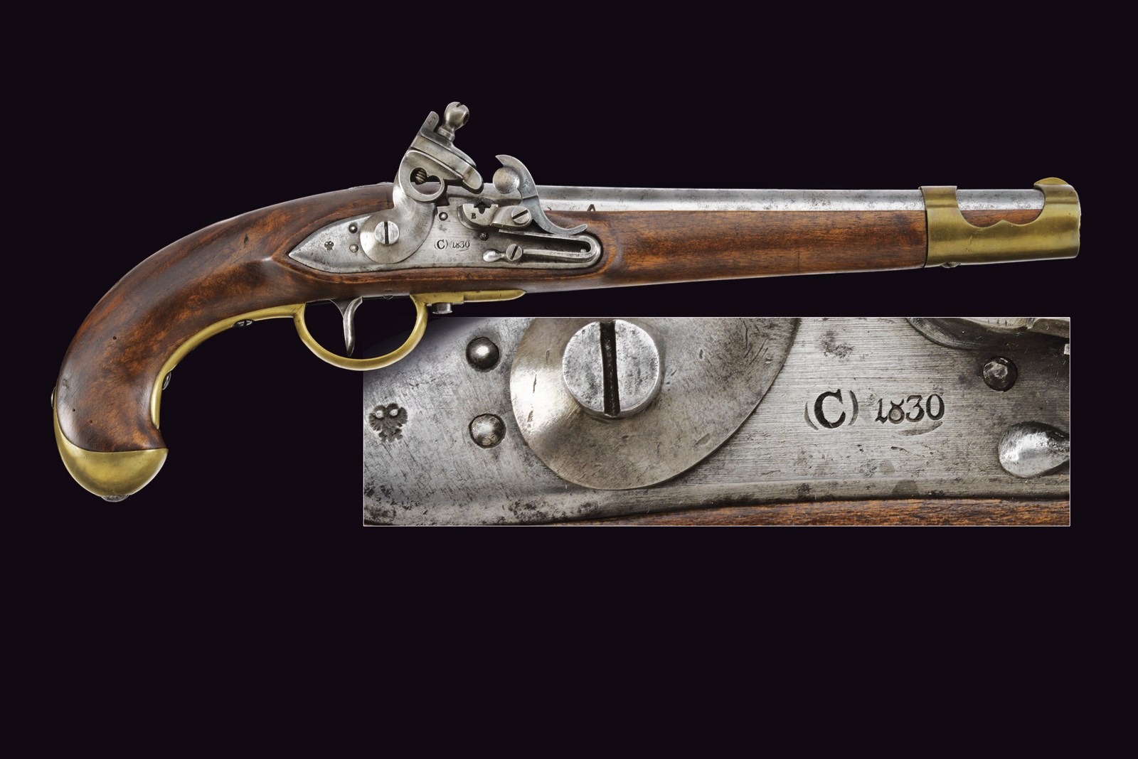 Pistola a pietra focaia da cavalleria convertita al sistema Console, mod. 1798/28/35