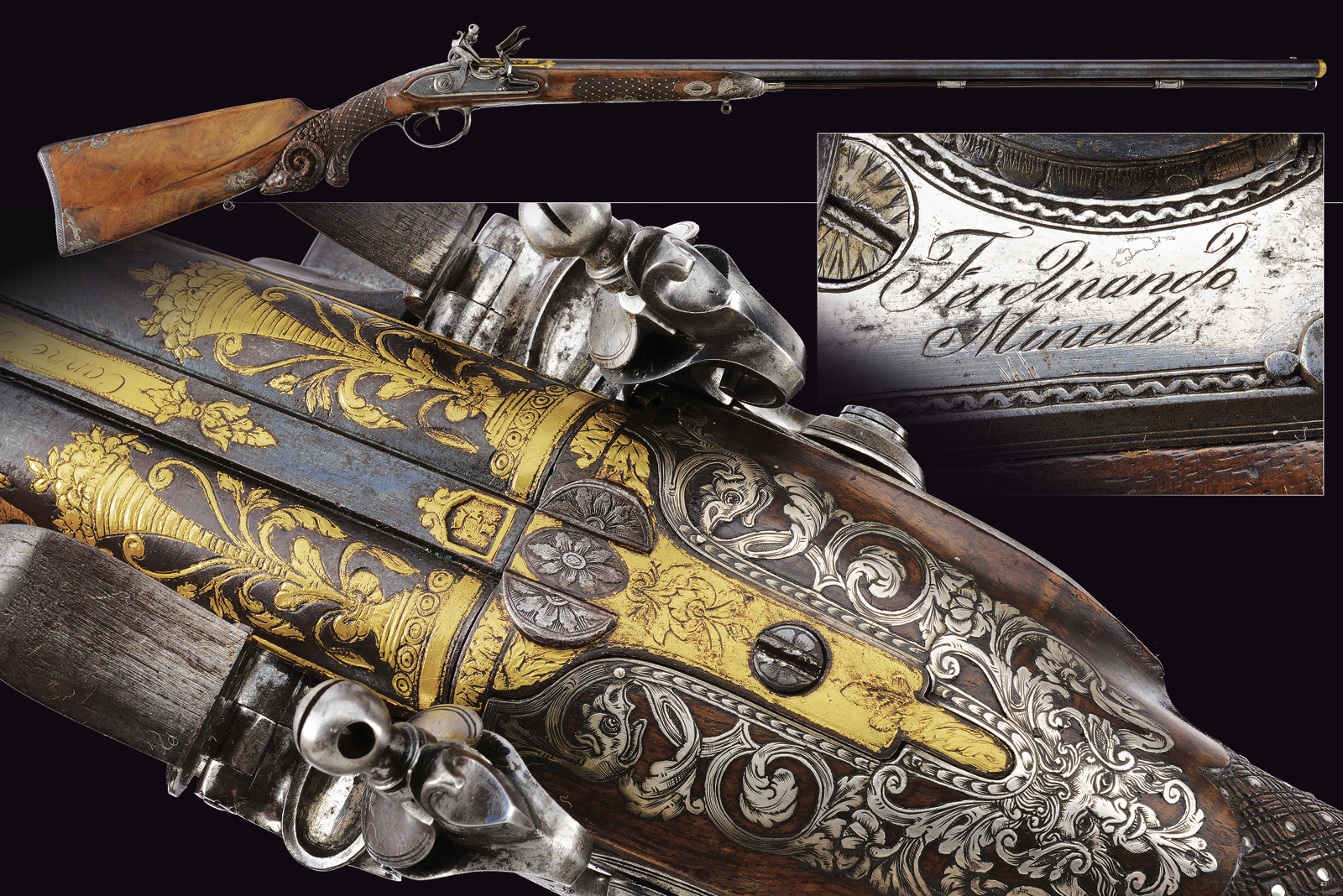 Splendida doppietta a pietra focaia di Ferdinando Minelli 