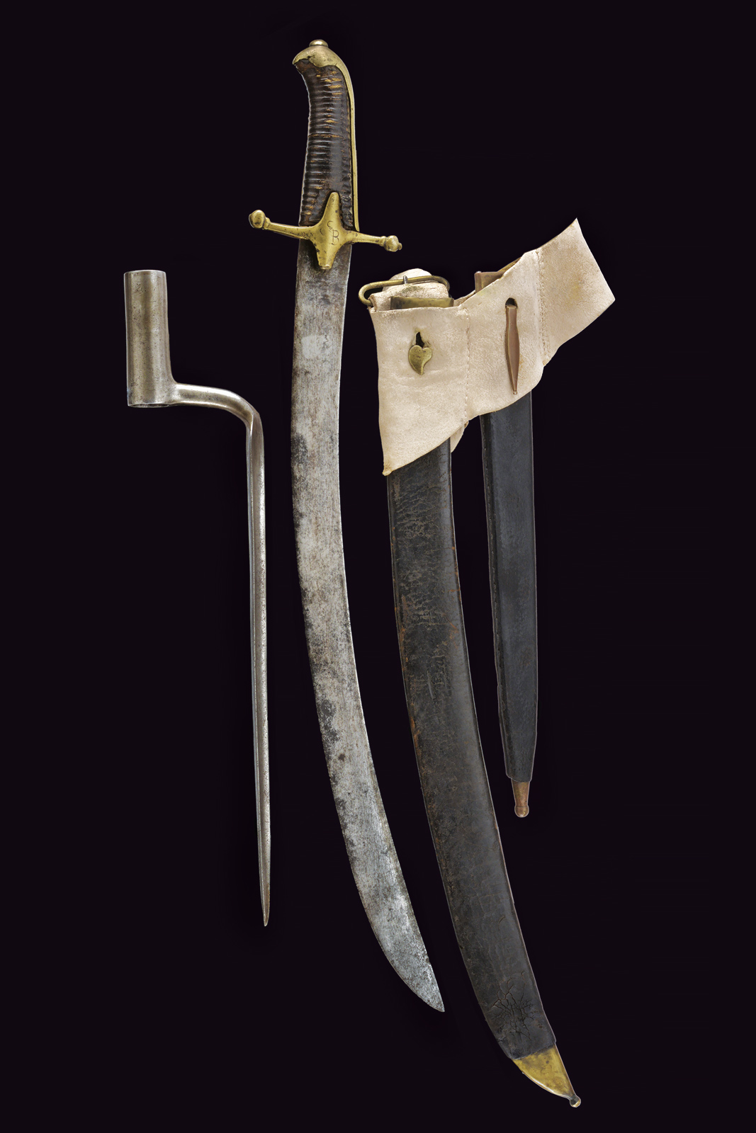 Sciabola da fanteria mod. 1765 e baionetta a ghiera per fucile mod. 1754