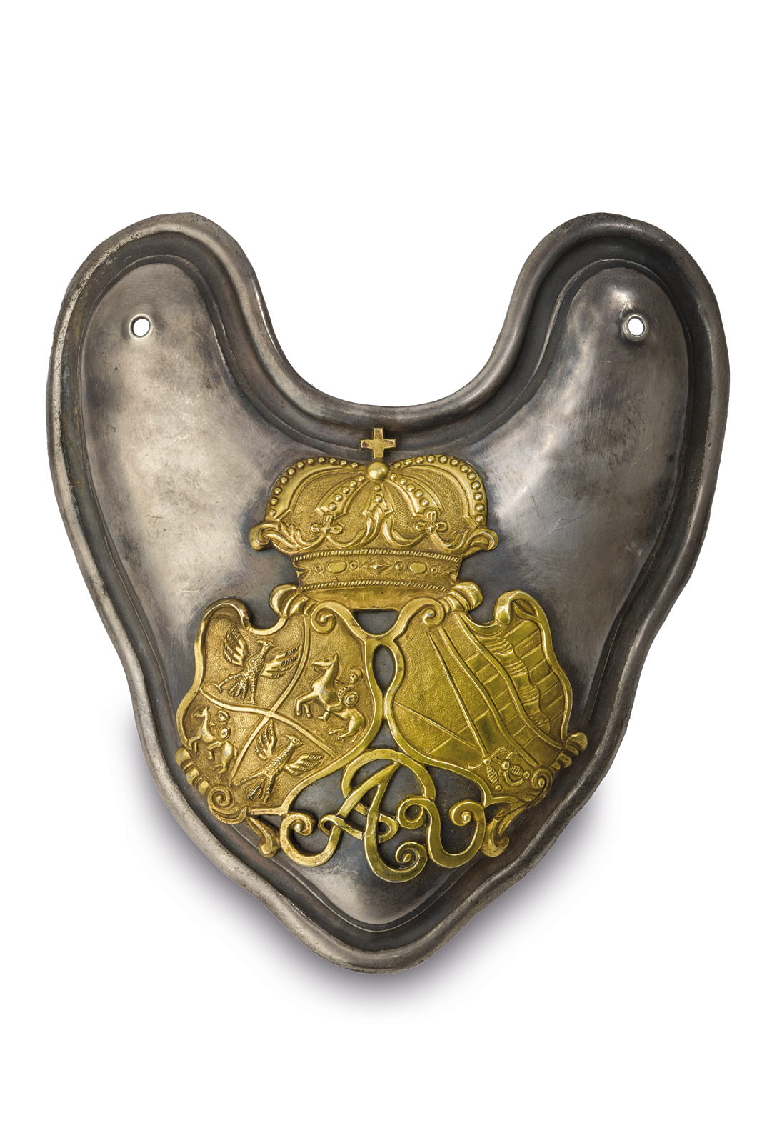 Gorgiera con doppio stemma di Polonia e Sassonia, recante il monogramma “AR” (Augustus Rex)