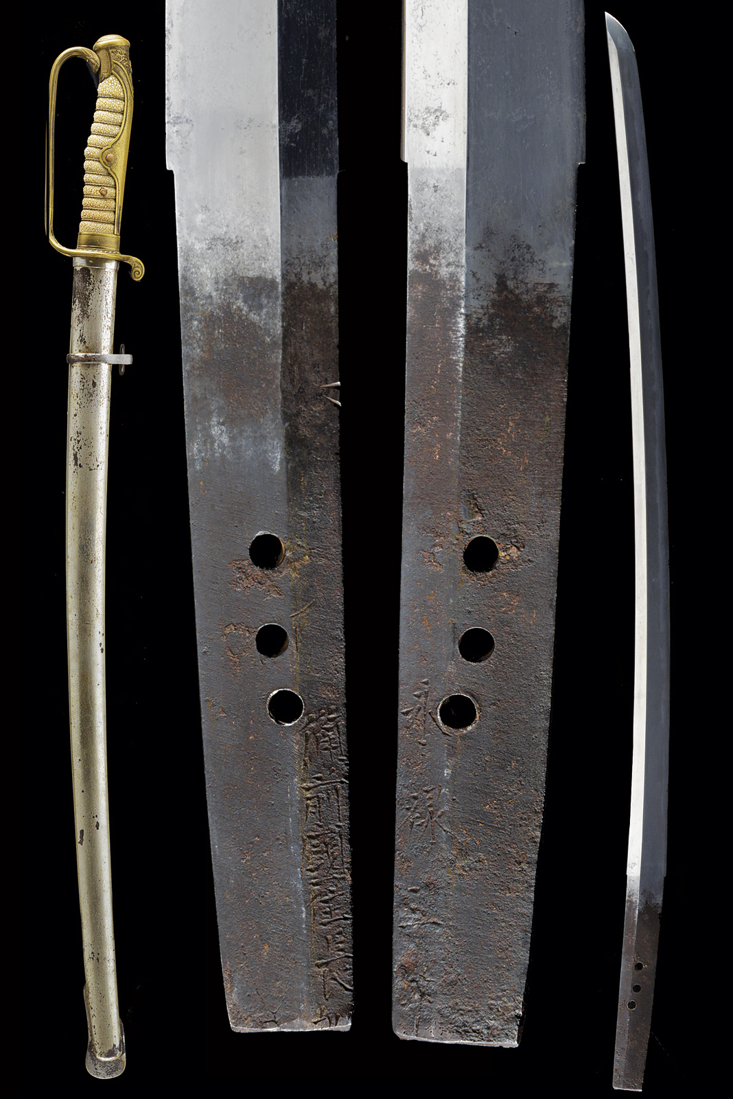 Rara e interessante Katana di Kyomitsu in montatura kyu-gunto